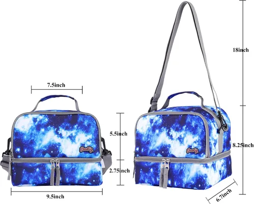 Vista 5 de seastig Rolling Backpack 18in Double Handle Backpack Kids Wheeled Backpack Roller Backpack with Lunch Bag Set Girls Boys