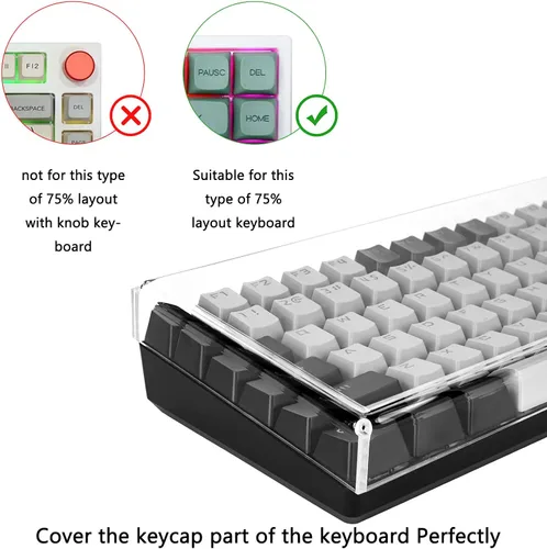 Vista 2 de Geekria Cubierta antipolvo para teclado, compatible con teclas mecánicas Logitech MX Mini/POP, Keychron K2 HE/K2 75%, LOFREE Flow84, cubierta