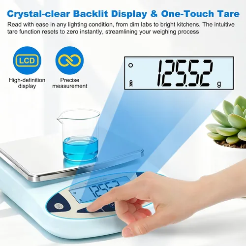 Vista 5 de Báscula de laboratorio 176.37 oz x 0.00 oz, balanza analítica digital de alta precisión, escala electrónica de precisión de 0.00 oz con pantalla LCD