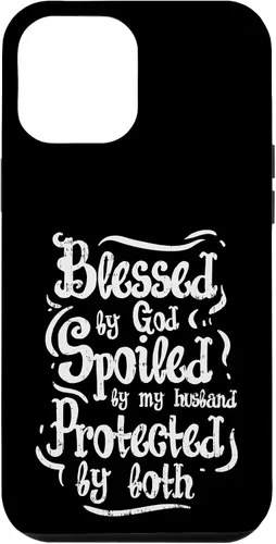Vista 25 de iPhone 16 Blessed by God Spoiled by My Husband Funny Wife Mom Case