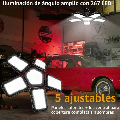 Vista 4 de Luz solar para cobertizo con encendido constante y activada por movimiento, panel solar de vidrio templado simple de 2 modos con 267 LED, lámpara