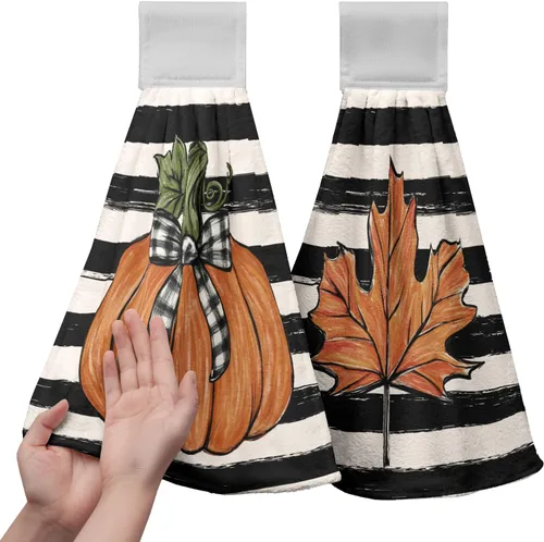 Vista 61 de Honey Bee - Juego de 2 toallas colgantes de cocina de verano con lunares y lazo para colgar, toallas de cocina de granja amarillas, suaves