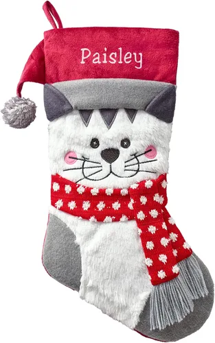 Vista 17 de Let's Make Memories Calcetín navideño de peluche 3D personalizado para mascotas - Bordado - para gatos - Peces