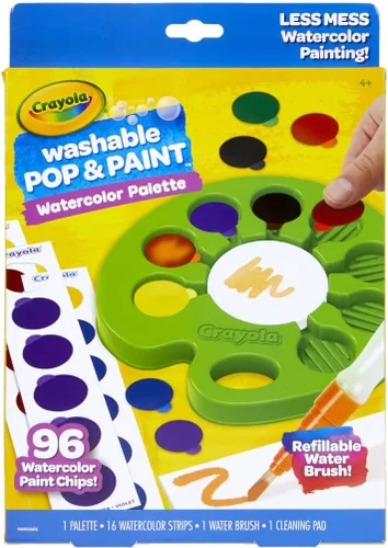 Vista 7 de Crayola Paleta de Acuarela Pop & Paint, Kit de Pintura Lavable, Set de Pintura de Acuarela Sin Desorden para Niños, Artes y Manualidades, Regalos