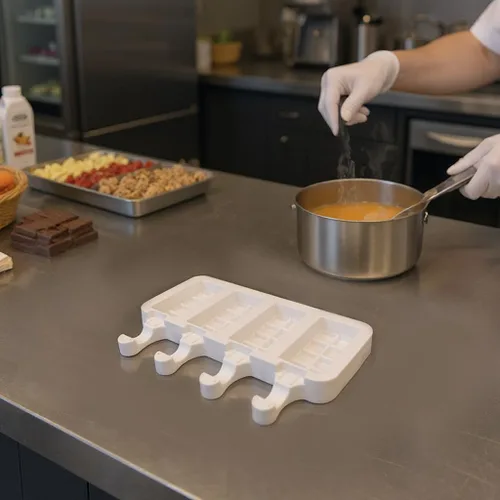 Vista 6 de Juego de moldes para paletas, 3 moldes de silicona para helado con 200 palos de madera, moldes de golosinas congeladas reutilizables