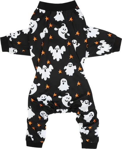 Vista 4 de HDE Pijama de una pieza para perro, ligero, para perros M-3XL, estrellas fantasmales, talla S