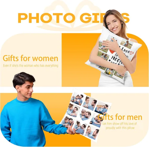 Vista 5 de Funda de almohada con foto personalizada, regalos para la familia, fotos personalizadas, fundas de almohada decorativas personalizadas, regalos