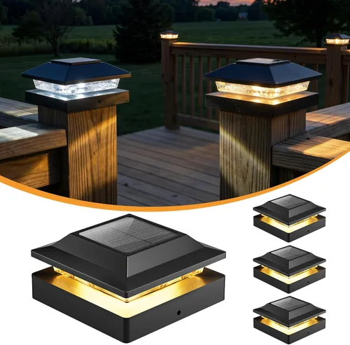 Vista 12 de Paquete de 2 luces solares 4x4, luces LED de doble color para postes de Negro