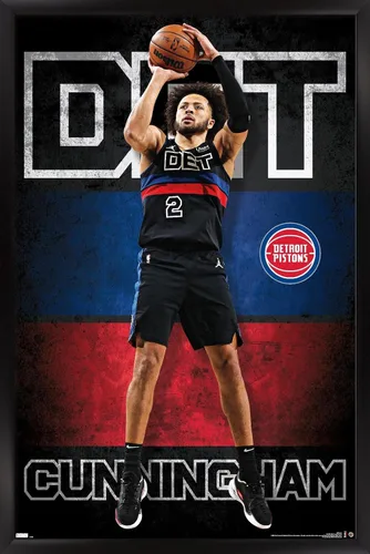 Vista 8 de Trends International NBA Detroit Pistons - Póster de pared de Cade Cunningham 23, 22.4 pulgadas de largo x 14.7 pulgadas, versión enmarcada