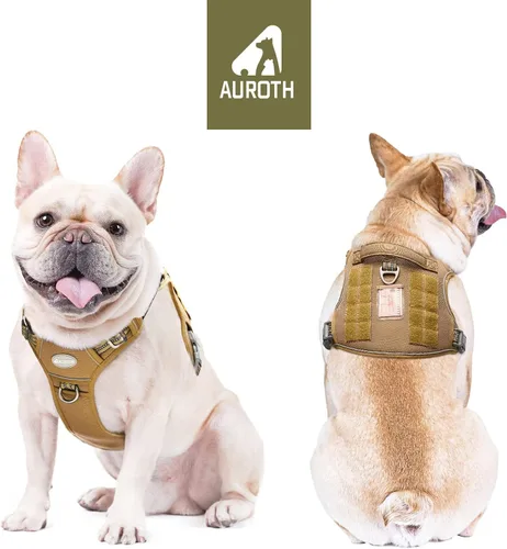 Vista 2 de Auroth - Arnés táctico para perros pequeños y medianos, sin tirones, arnés ajustable para mascotas, reflectante, K9, entrenamiento, trabajo