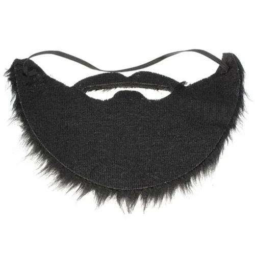 Vista 5 de Barba falsa de Halloween, disfraz divertido para fiesta de disfraces, barba negra Chong Bigote peluca de Halloween, Negro