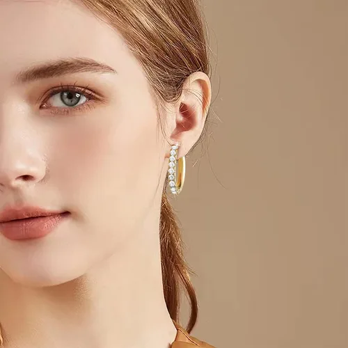 Vista 3 de Ongerek Aretes de aro de oro de 14 quilates para mujer, aretes de aro de oro de 14 quilates, aretes de aro pequeños de oro de 14 quilates, aretes