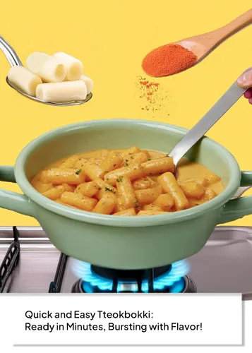 Vista 5 de Korean Food CookTok Tteokbokki, kit de pastel de arroz carbonara picante