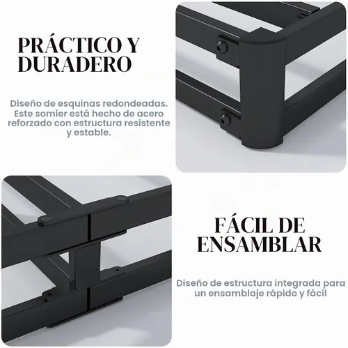Vista 5 de Vehowy - Somier de perfil bajo de tamaño individual, somier de 7,6 cm (3,0 pulgadas) para cama individual, base de colchón resistente, base de cama