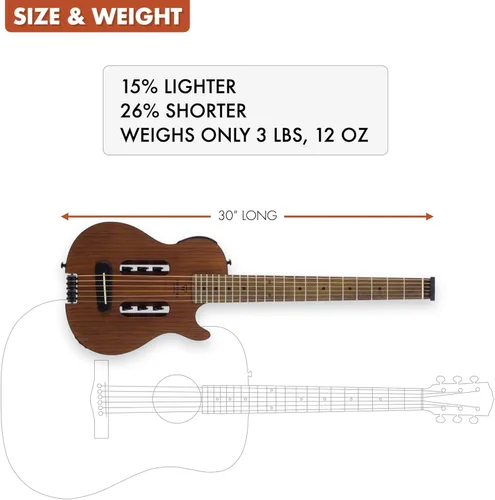 Vista 3 de Traveler Guitar Escape Mark III - Guitarra acústica de caoba Acústica portátil con amplificador de auriculares integrado Guitarra sin cabeza a