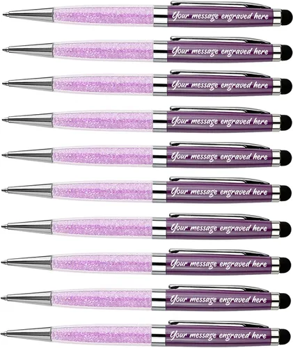 Vista 15 de Ancolo Bolígrafos grabados de lujo con punta de lápiz capacitivo, repuestos de tinta negra de cristal, bolígrafos de calidad, personalizados
