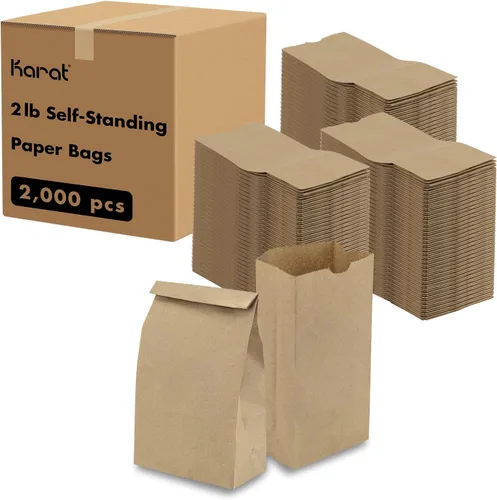 Vista 10 de Karat 1/8 Barrel Brown Kraft Paper Grocery Bags, 10.1x6.8x14.4 in, 500ct