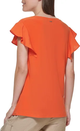 Vista 4 de DKNY Top de punto de manga volada para mujer