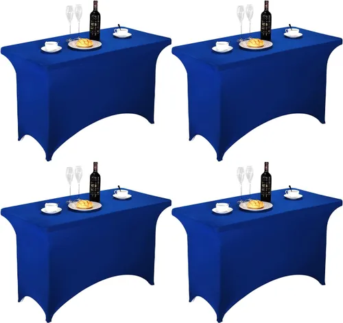 Vista 23 de FORLIFE - Funda de mesa de elastano, mantel ajustado de 4 pies para mesas rectangulares, funda elástica para patio, universal para bodas, banquetes