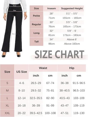Vista 6 de Tapata Women Dress Pants 28"30"32"34" High Waist Stretchy Bootcut Pants Tall, Petite, Regular for Office Business Casual