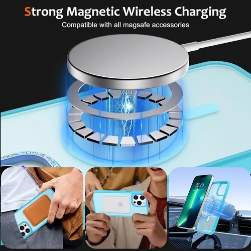Vista 1190 de Anuck - Funda magnética para iPhone 11 compatible con MagSafe, carcasa trasera mate translúcida dura, borde de TPU, delgada, resistente a impactos