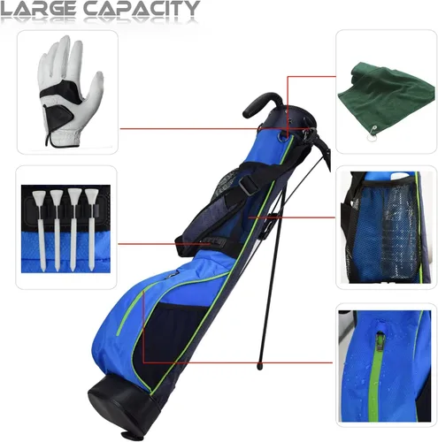 Vista 4 de Bolsa de golf ligera para el domingo de minigolf con cubierta para la lluvia y correa acolchada extraíble para el hombro, 2 opciones
