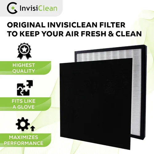 Vista 3 de InvisiClean Filtro de repuesto True Hepa con prefiltro de carbón activado, filtro original para purificadores de aire InvisiClean Aura IC-5018