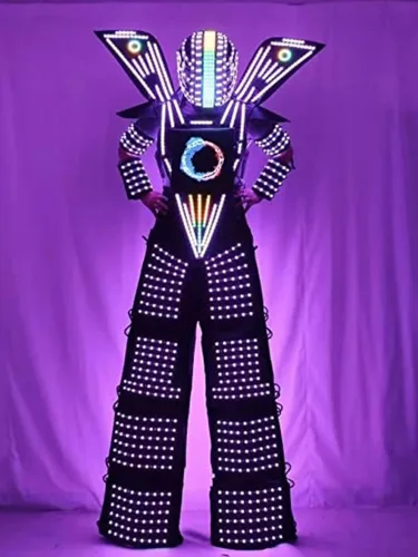 Vista 2 de Earthradius Ropa de disfraz de robot LED para caminar, chaqueta luminosa, traje de robot, accesorios de DJ para hombres