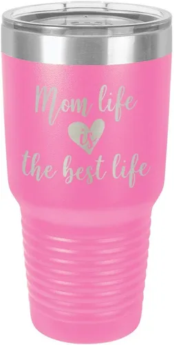 Vista 16 de Vaso grabado con texto en inglés "MOM LIFE IS THE BEST LIFE Engraved 30oz" grabado con láser en polvo de acero con revestimiento de polvo taza