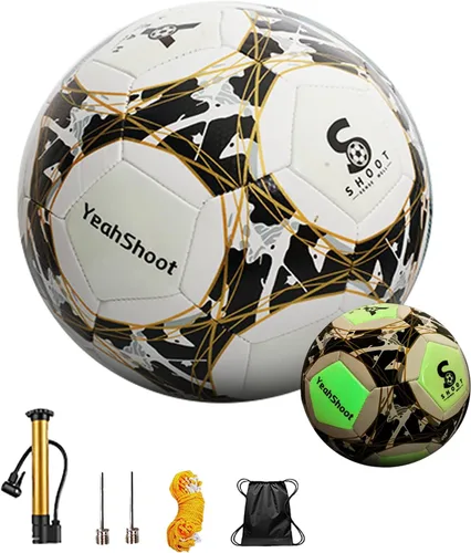 Vista 10 de Balón de fútbol holográfico tamaño 5, fútbol reflectante, bola de fútbol que brilla en la oscuridad, pelota de fútbol de cuero compuesto reflectante