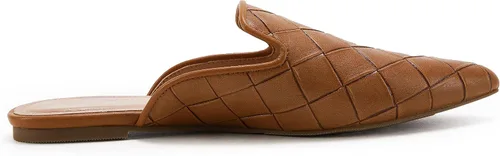 Vista 4 de Sandalias planas trenzadas con punta puntiaguda para mujer, sin espalda, tacón bajo, con corte casual
