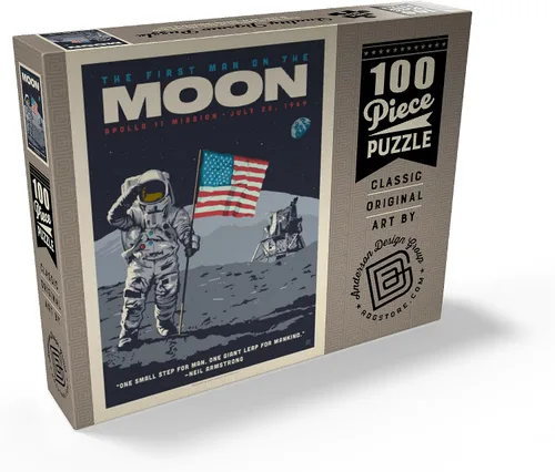 Vista 2 de MyPuzzle NASA 1969: First Man On The Moon - Póster vintage - Rompecabezas de 100 piezas prémium para adultos