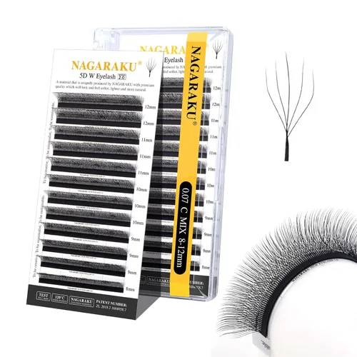 Vista 81 de NAGARAKU Extensiones de pestañas prefabricadas en abanico 3D W 0.05 C 0.315 0.05-C 3D W