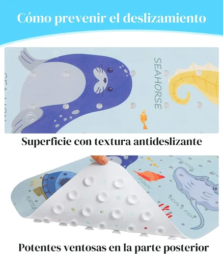 Vista 5 de Secopad Alfombra de Baño para Bañera Antideslizante, Lavable a Máquina, Alfombra Antideslizante de Dibujos Animados para Bañera de Bebé y Ducha