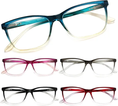 Vista 16 de SIGVAN Lentes de lectura para mujer, con bloqueo de luz azul, bisagra de resorte, diseño de moda, lentes con estampado para mujer