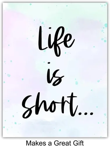 Vista 3 de Arte y decoración de pared de diseñador azul, Life Is Short Buy The Shoes - Decoración de pared glamorosa - Póster artístico de diseño de alta moda