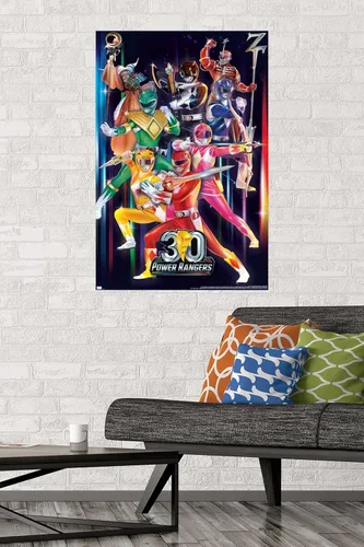 Vista 2 de Power Rangers - Póster de pared del grupo 30, 34 pulgadas de largo x 22.4 pulgadas de ancho, versión sin marco