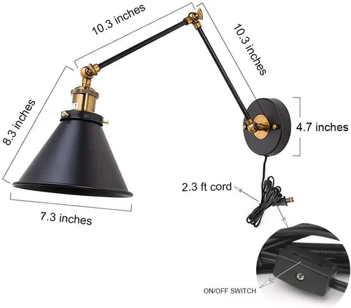 Vista 6 de LNC. Lámpara con brazo móvil para la pared, ajustable.