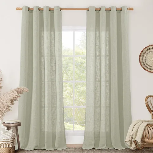 Vista 32 de LAMIT Cortinas de lino marrón caramelo para sala de estar, 84 pulgadas, de lino sintético, texturizado, filtrante de luz, paneles de privacidad