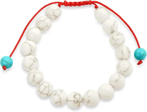 Vista 2 de Pulsera unisex con piedras preciosas azules, turquesa, negro, ónix, marrón, ojo de tigre, howlita blanca, inspiradas en Shamballa, apilable de 0.394