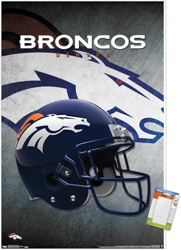 Vista 13 de Trends International NFL Denver Broncos - Póster de pared con casco 16, 14.725 x 22.375 pulgadas, versión enmarcada de madera de granero Versión