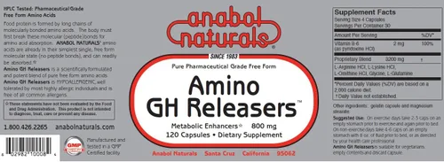Vista 3 de Anabol Naturals Pila física: Amino Balance 480 caps y Amino GHReleasers 240 caps (2 meses de suministro)