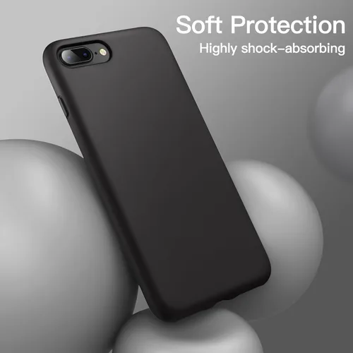 Vista 4 de JETech Funda de silicona para iPhone 8 Plus/7 Plus, color negro Tacto suave y sedoso, protección a prueba de golpes, resistente a los arañazos
