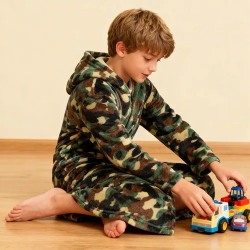 Vista 176 de E.W Apparel Bata de baño de forro polar con capucha para niños, bata suave y mullida para niños pequeños