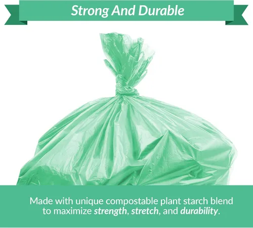 Vista 3 de Reli. Bolsas de basura compostables de 6 a 8 galones 200 unidades a granel ASTM D6400 Verde Ecológicas Para abono