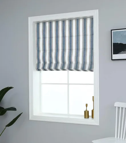 Vista 19 de Everyday Celebration Persianas romanas para ventanas, 100% opacas, sin cordones, rayas verticales, persianas de tela tejida, 26 pulgadas de ancho x