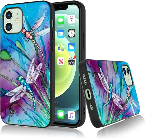 Vista 7 de Bcov Funda para iPhone 13, funda protectora de silicona suave a prueba de golpes con diseño de girasol de mariposa colorida para iPhone 13 Girasol