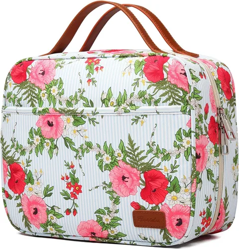 Vista 12 de Bosidu Neceser de viaje colgante, organizador de artículos de tocador de viaje de gran capacidad para mujeres con 4 compartimentos y 1 gancho