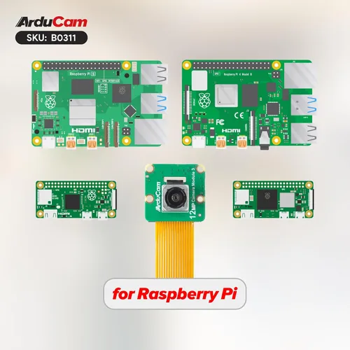 Vista 6 de Arducam Para Raspberry Pi Cámara Módulo 3 Amplio, 120 ° (D) IMX708 Autofocus Pi Cámara V3, 5.9 in 15-22 Pin FFC Cable