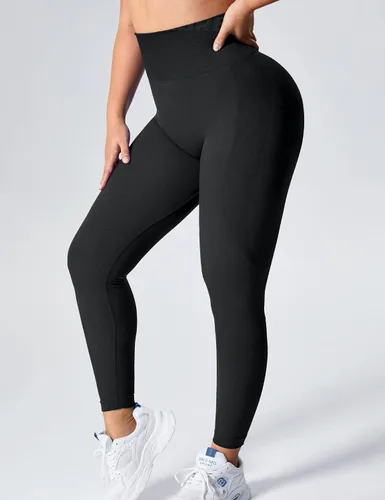 Vista 4 de YEOREO - Leggings de entrenamiento sin costuras de cintura alta para mujer, pantalones de yoga con contorno estilo sonrisa, mallas atléticas
